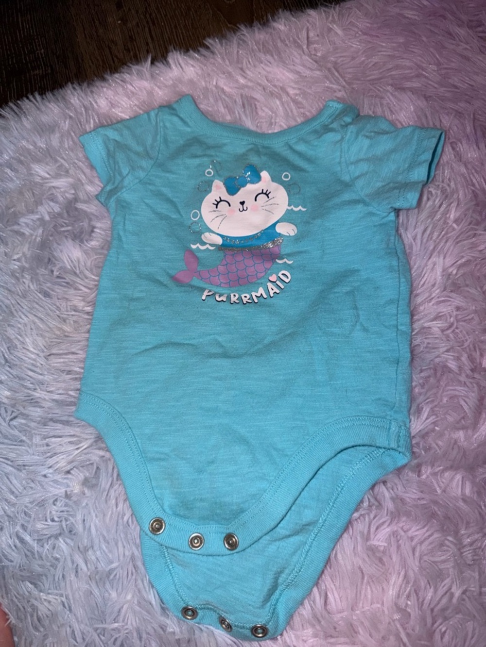 Garanimals Turquoise 'Purrmaid' One-Piece Bodysuit